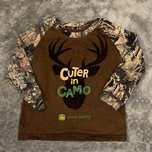 John Deere Brown and Camo Kids Long Sleeve Tee